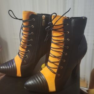 Machi Black & Yellow Booties - Size 10